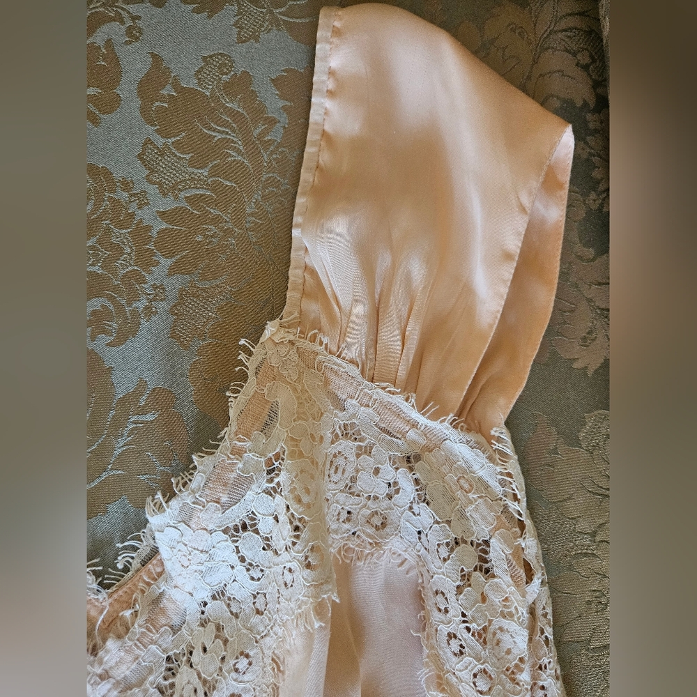 NWT Jen's Pirate Booty Lace Silky Maxi Dress In Peach - Picture 14 of 16